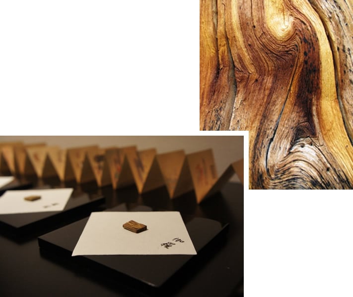 les précieux bois d'encens présentés lors de la cérémonie bois d'encens du kodo